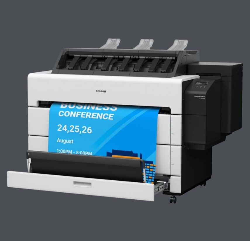 Een kleurrijke grootformaat poster geprint met de Canon TZ-30000 serie.